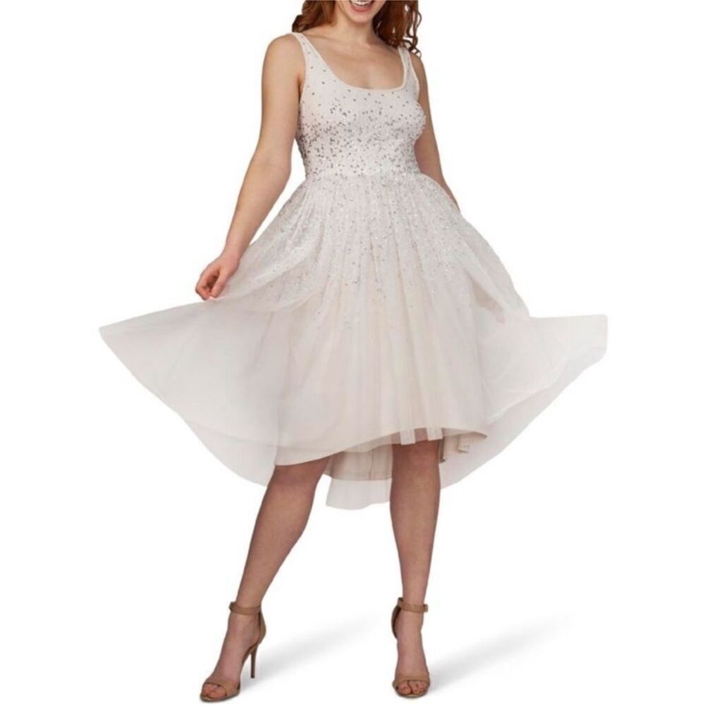 Adrianna Papell NWT Womens Ivory Embellished Maxi Cocktail and Party Dress